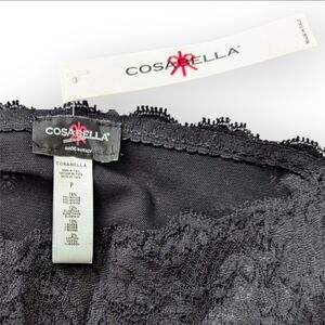 Cosabella NWT P-Small Never Say Never Black High Waist Lace Thong